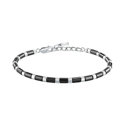 Trussardi - Korálkový náramek z černé keramiky a oceli T-Ceramic TJAXE09