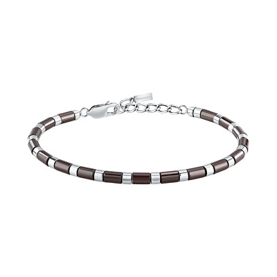Trussardi - Korálkový náramek z hnědé keramiky a oceli T-Ceramic TJAXE08