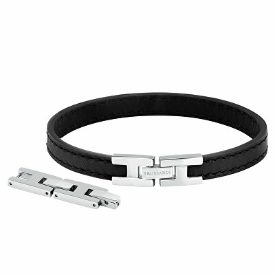 Trussardi - Módní černý kožený náramek T-Leather TJAXV20