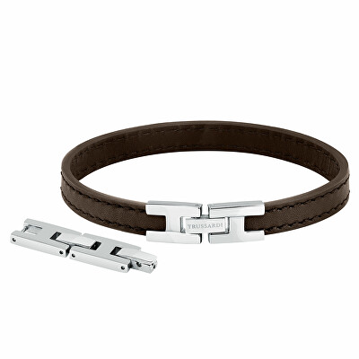 Trussardi - Módní tmavě hnědý kožený náramek T-Leather TJAXZ02