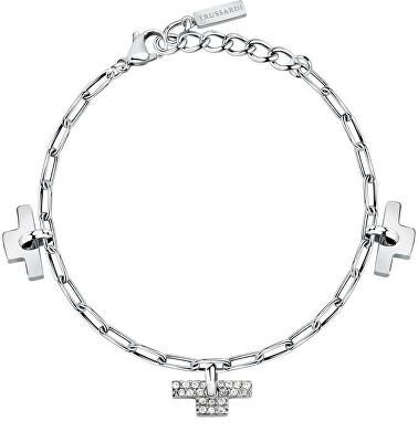 Trussardi - Nadčasový ocelový náramek se zirkony T-Logo TJAXC25