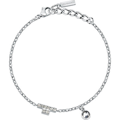 Trussardi - Něžný ocelový náramek s krystaly T-Logo TJAXC22