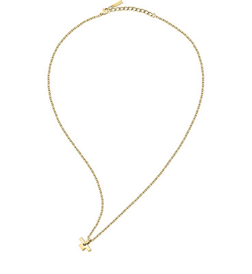 Trussardi - Minimalistický pozlacený náhrdelník T-Logo TJAXC12 (řetízek, přívěsek)