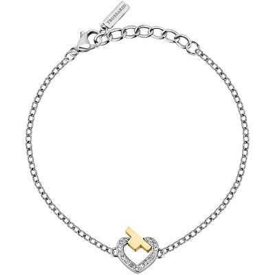 Trussardi - Ocelový náramek se zirkony T-Logo TJAXC46