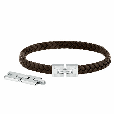 Trussardi - Originální černý kožený náramek T-Leather TJAXZ01