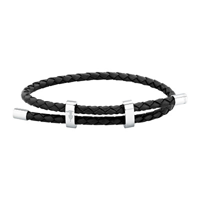 Trussardi - Stylový pánský náramek z černé kůže T-Leather TJAXZ18