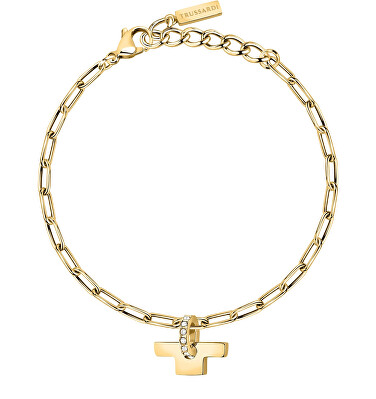 Trussardi - Stylový pozlacený náramek s krystaly T-Logo TJAXC24