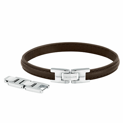 Trussardi - Stylový tmavě hnědý kožený náramek T-Leather TJAXV21
