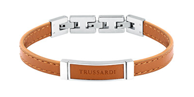 Trussardi - Světle hnědý kožený náramek pro muže T-Leather TJAXZ04