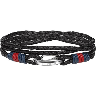 Tommy Hilfiger - Černý kožený náramek TH2700534