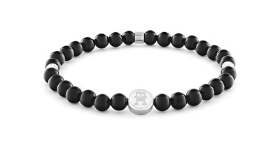Tommy Hilfiger - Černý korálkový náramek z onyxu Beads 2790609