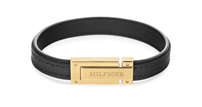 Tommy Hilfiger - Černý kožený náramek pro muže 2790561