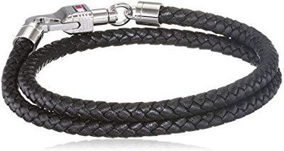 Tommy Hilfiger - Černý kožený náramek s ocelovým zapínáním 2701063