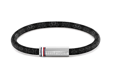 Tommy Hilfiger - Čierny pánsky náramok z umelej kože Printed Cord 2790704