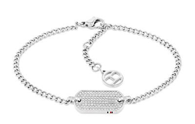 Tommy Hilfiger - Dámský ocelový náramek s krystaly Dog Tag 2780863
