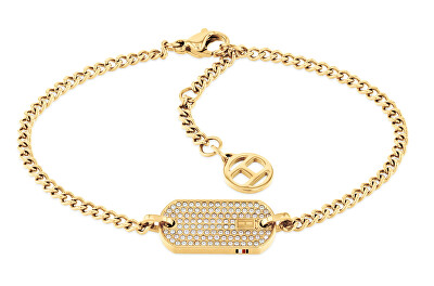 Tommy Hilfiger - Dámský pozlacený náramek s krystaly Dog Tag 2780864