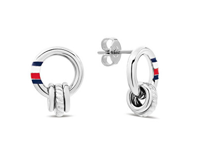 Tommy Hilfiger - Elegantní ocelové náušnice s trikolórou 2781061
