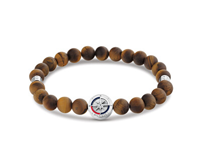 Tommy Hilfiger - Hnědý korálkový náramek pro muže Compass 2790722
