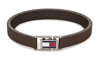 Tommy Hilfiger - Hnědý kožený náramek s ocelovým zapínáním 2790430