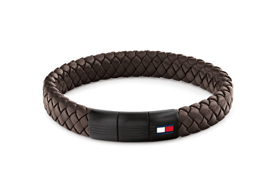 Tommy Hilfiger - Hnědý kožený náramek s ocelovým zapínáním 2790661