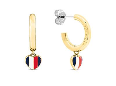 Tommy Hilfiger - Pozlacené kruhové náušnice se srdíčkem 2781067