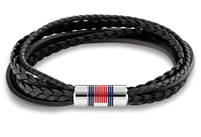 Tommy Hilfiger - Luxusní pánský náramek z černé kůže Multi Layer 2790426