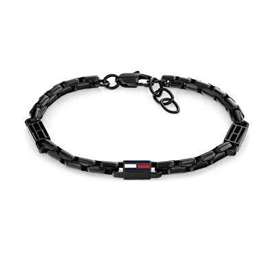 Tommy Hilfiger - Moderný čierny náramok 3D Flag Metal 2790676