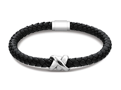Tommy Hilfiger - Moderní náramek z černé kůže Nautical Knot For Him 2790734