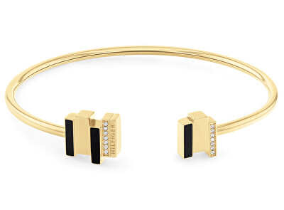 Tommy Hilfiger - Moderní otevřený pozlacený náramek s krystaly Layered 2780846