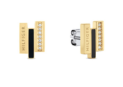 Tommy Hilfiger - Moderní pozlacené náušnice s krystaly Layered 2780844