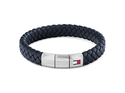 Tommy Hilfiger - Modrý kožený náramek s ocelovým zapínáním 2790660