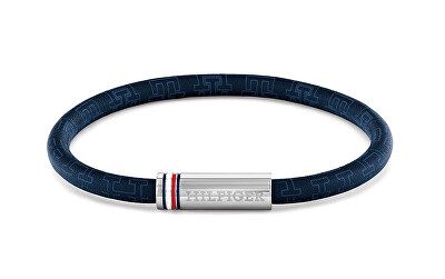 Tommy Hilfiger - Modrý pánsky náramok z umelej kože Printed Cord 2790702