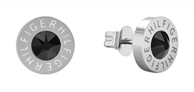 Tommy Hilfiger - Ocelové náušnice s černým krystalem 2790379