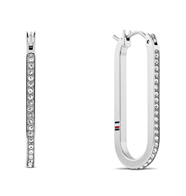 Tommy Hilfiger - Oválné ocelové náušnice s krystaly Dog Tag 2780865