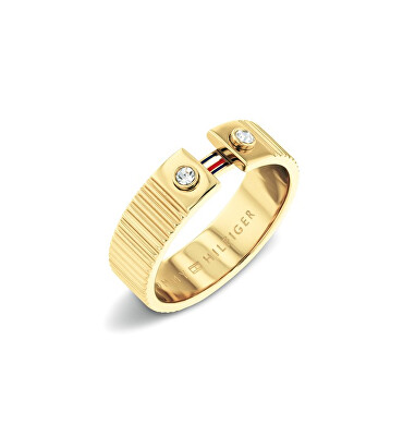 Tommy Hilfiger - Pozlacený prsten s krystaly Stripes 2781052