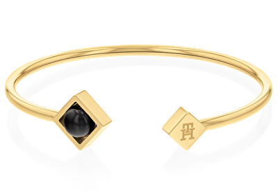 Tommy Hilfiger - Slušivý pevný pozlacený náramek Framed Stones 2780795