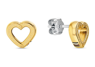 Tommy Hilfiger - Pozlacené srdíčkové náušnice Toggle Heart 2780972