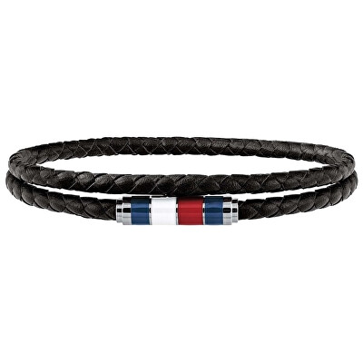 Tommy Hilfiger - Stylový černý kožený náramek TH2790056