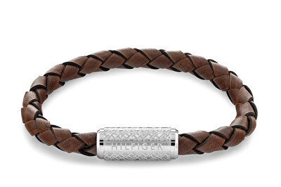 Tommy Hilfiger - Stylový hnědý kožený náramek Eplore the braid 2790482