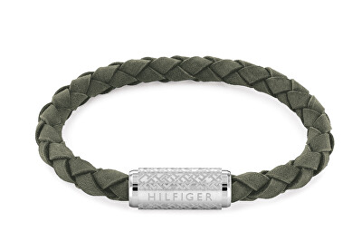 Tommy Hilfiger - Stylový zelený kožený náramek Eplore the braid 2790481