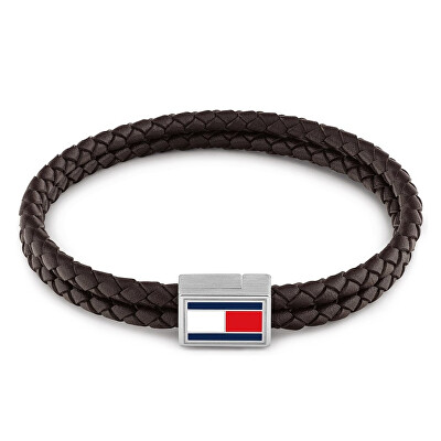Tommy Hilfiger - Tmavě hnědý dvojitý kožený náramek pro muže 2790754