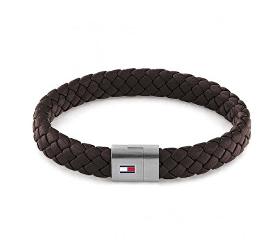 Tommy Hilfiger - Tmavě hnědý kožený náramek s ocelovým zapínáním 2790330