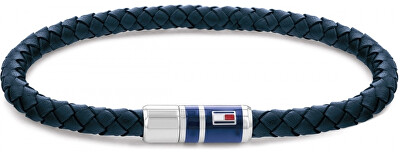 Tommy Hilfiger - Tmavo modrý kožený náramok s oceľovým zapínaním 2790294
