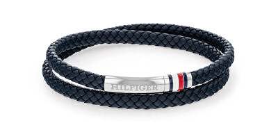 Tommy Hilfiger - Tmavě modrý kožený náramek s ocelovým zapínáním 2790549