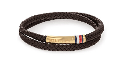 Tommy Hilfiger - Hnědý kožený náramek s ocelovým zapínáním 2790551