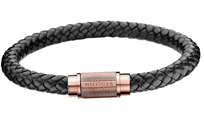 Tommy Hilfiger - Trendy černý kožený náramek Casual Core 2700999