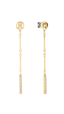 Tommy Hilfiger - Visací pozlacené náušnice se zirkony Bar Chain 2781002