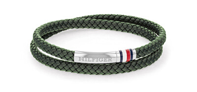 Tommy Hilfiger - Zelený kožený náramek s ocelovým zapínáním 2790550