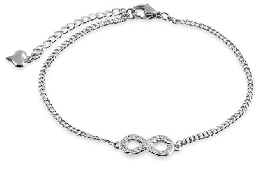 Troli - Ocelový náramek na nohu s krystaly Nekonečno