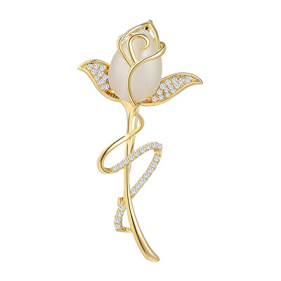 Troli - Pozlacená brož Rozkvétající růže Gold